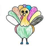 Colorful drawing of a turkey